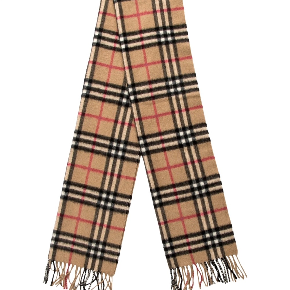 💯AUTH BURBERRY CASHMERE NOVACHECK SCARF CAMEL TAN